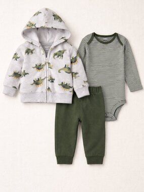 NWT Carter’s Baby Boy 3 Piece Outfit Set 3M Dinosaur Hoodie Bodysuit Pants